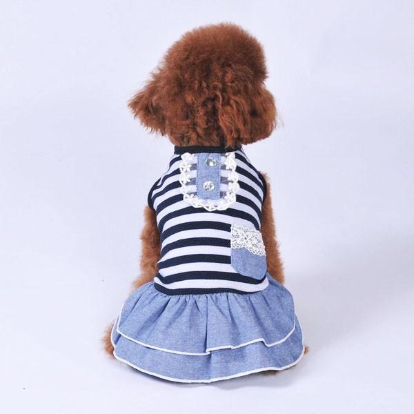 犬 デニム 風 ワンピース スカート かわいい ふりふり レース チワワ トイプー ドッグウェア ドッグ ウェア 春服 犬服 犬 送料無料 |  | 05