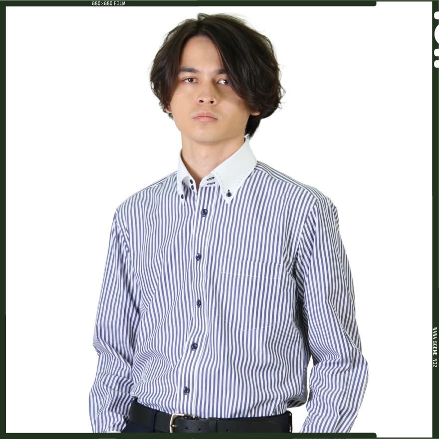 WAWA JAPAN 長袖 メンズ クレリック ワイシャツ ボタンダウン 襟