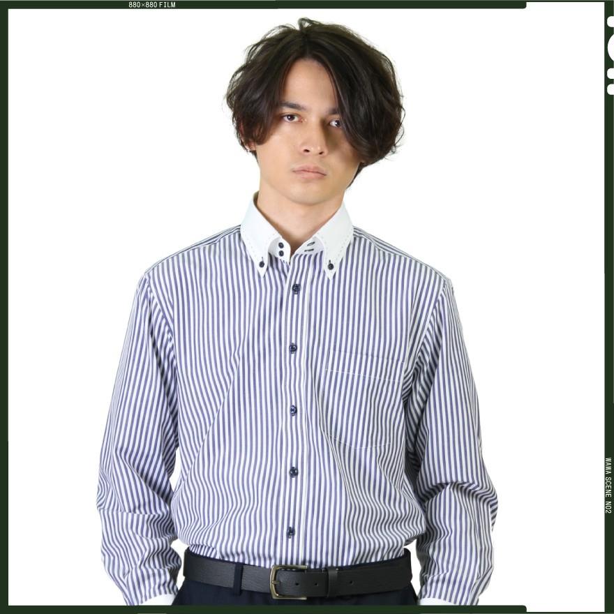 WAWA JAPAN 長袖 メンズ クレリック ワイシャツ ボタンダウン 襟