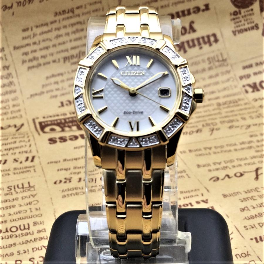 《新品未使用》Citizen Eco-Drive Women's 'Diamond' Quartz Stainless Steel Casual Watch Gold-Toned EW2362-55A【並行輸入品】｜wawawa333｜04