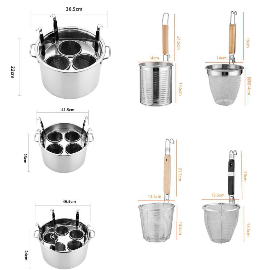 業務用店舗用 ザル付ステンレス そばゆで釜 茹麺鍋セット リング付 半寸胴鍋 IH対応 防錆 耐久性 多機能 カレー おでん 火鍋 しゃぶしゃぶ 店舗用｜way-store｜06