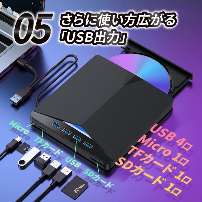 DVDドライブ 外付け CDドライブ USB 3.0 7in1 ポータブルドライブ CD MacBookAir+マウス+充電器+DVDドライブ