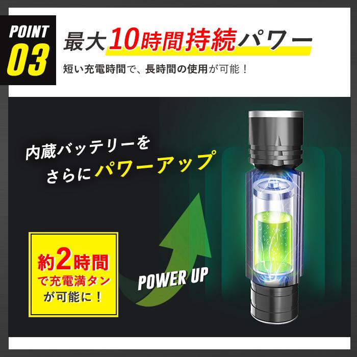 懐中電灯 LED 強力 軍用 充電式 小型 最強 高輝度 爆光 防水 ハンディライト ミニ 防犯 usb ledライト 防災 災害用 爆買 | ブランド登録なし | 09