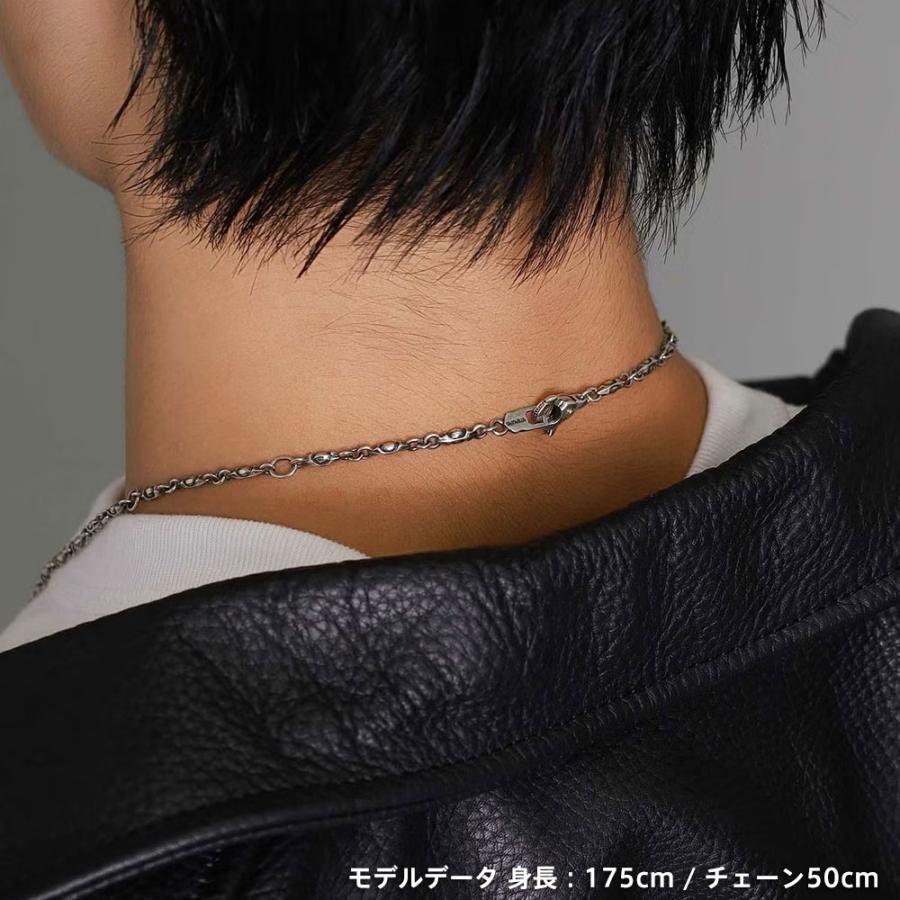 ライオンハート ハウル コイン ネックレス キバチェーン シルバー925 ブラックジルコニア メンズ ブランドの画像