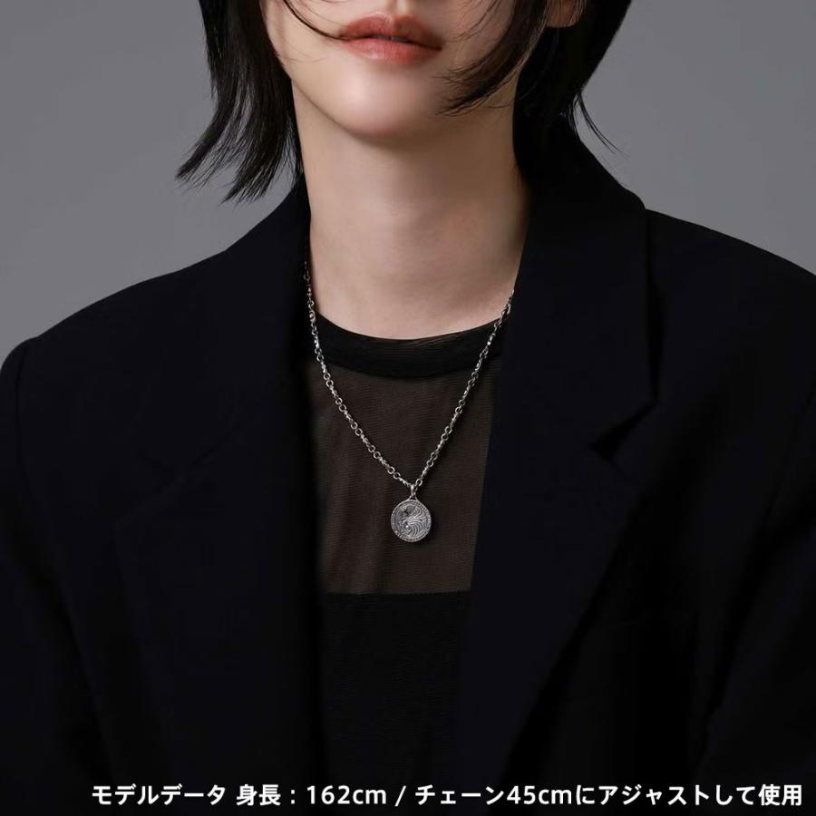 ライオンハート ハウル コイン ネックレス キバチェーン シルバー925 ブラックジルコニア メンズ ブランドの画像