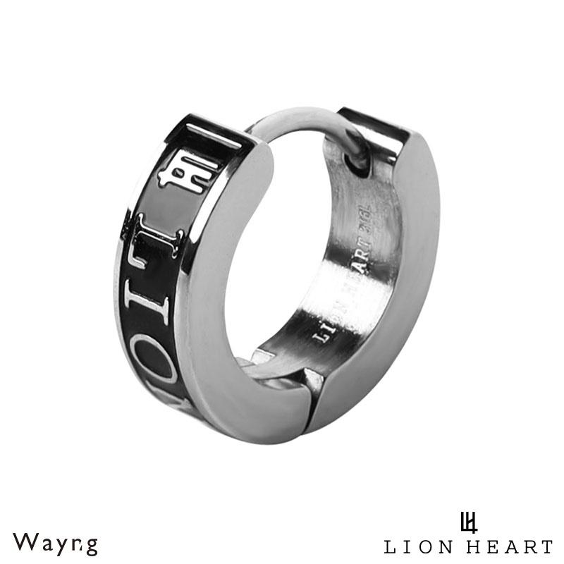 LION HEART ライオンハート フープ ピアス メンズ 01EA0831BK LION HEART ライオンハート LH-1 ロゴ フープピアス サージカル