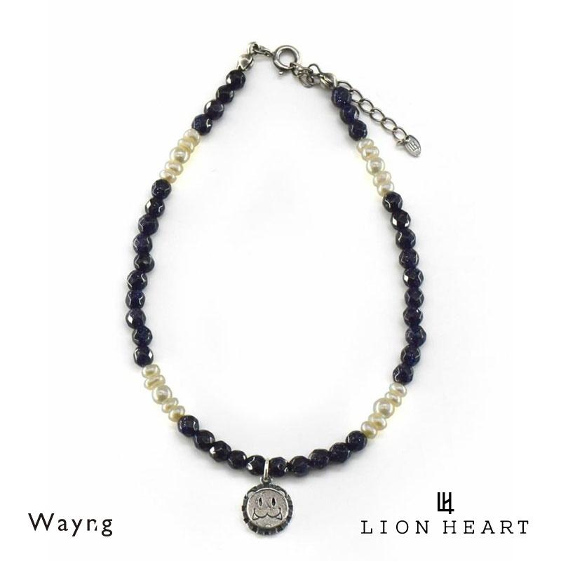 ライオンハート Lion Heart レオ Leo ビーズアンクレット Type B 淡水パールミックス メンズ ブランド アンクレット ブルーゴールドストーン 紫金石 真鍮 ランキングtop5
