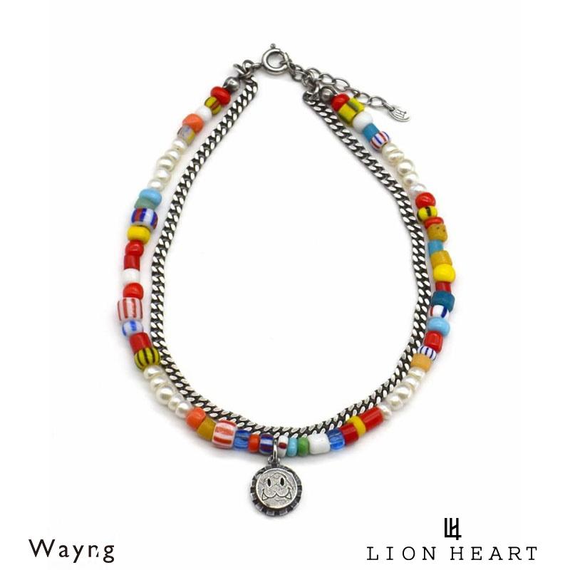 大きな割引 プレゼント 誕生日 アンクレット ビーズ ライオンハート 真鍮 アンクレット ブランド メンズ アンティークビーズ 淡水パールミックス チェーンミックス A Type ビーズアンクレット Leo レオ Heart Lion メンズアクセサリー Smssvg Org