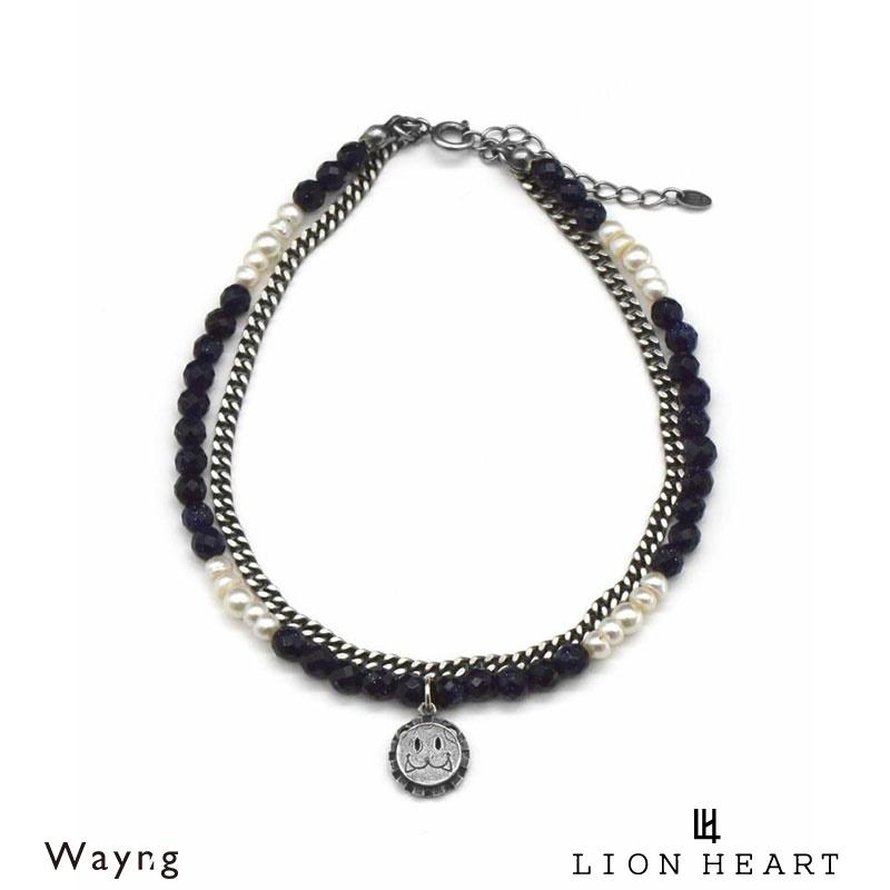 売れ筋介護用品も アンクレット ブランド メンズ Type ブルーゴールドストーン ライオンハート レオ 淡水パールミックス Lion ビーズ アンクレット Leo B Heart チェーンミックス メンズアクセサリー