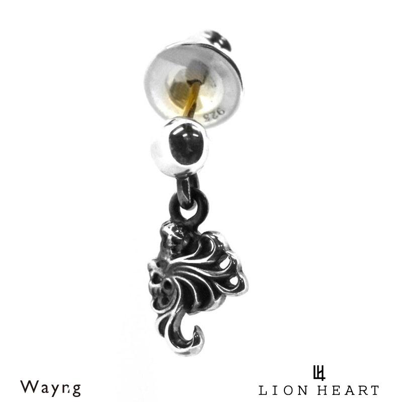 安い購入 ライオンハート ブランド メンズ シルバー925 ハングダウン ピアス ドロップ Heart Lion ピアス 無料メッセージカードをお選びください Happyvalentine