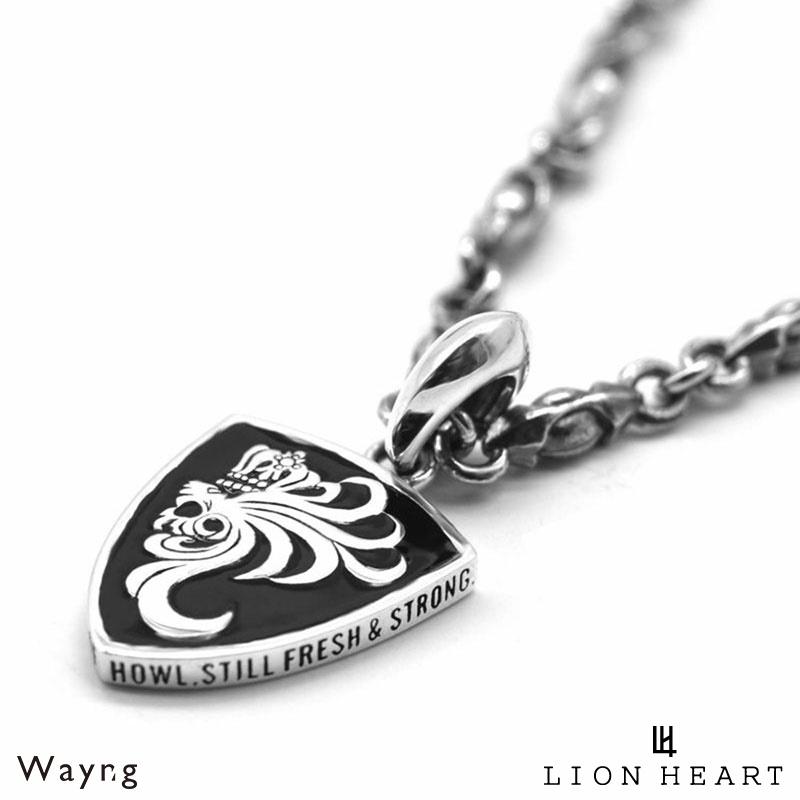 ユ*ケ様 LION HEART シールドペンダントネックレス エンブレム LION HEART（ライオンハート） ロイヤル シールド ネックレス シルバー