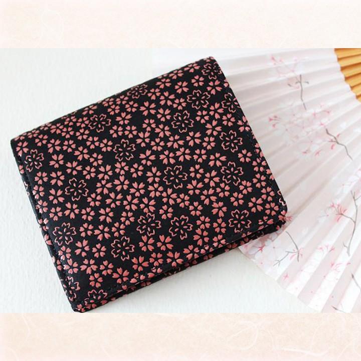 印伝 財布 二つ折り財布 レディース レザー ウォレット ボックス型小銭入れ 桜 伝統工芸品 鹿革 桃漆 91718068 和遊苑 Yahoo 店 通販 Yahoo ショッピング