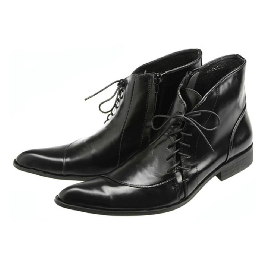 V メンズビジネスシューズ 本革 ロングノーズ ポインテッドトゥ レース