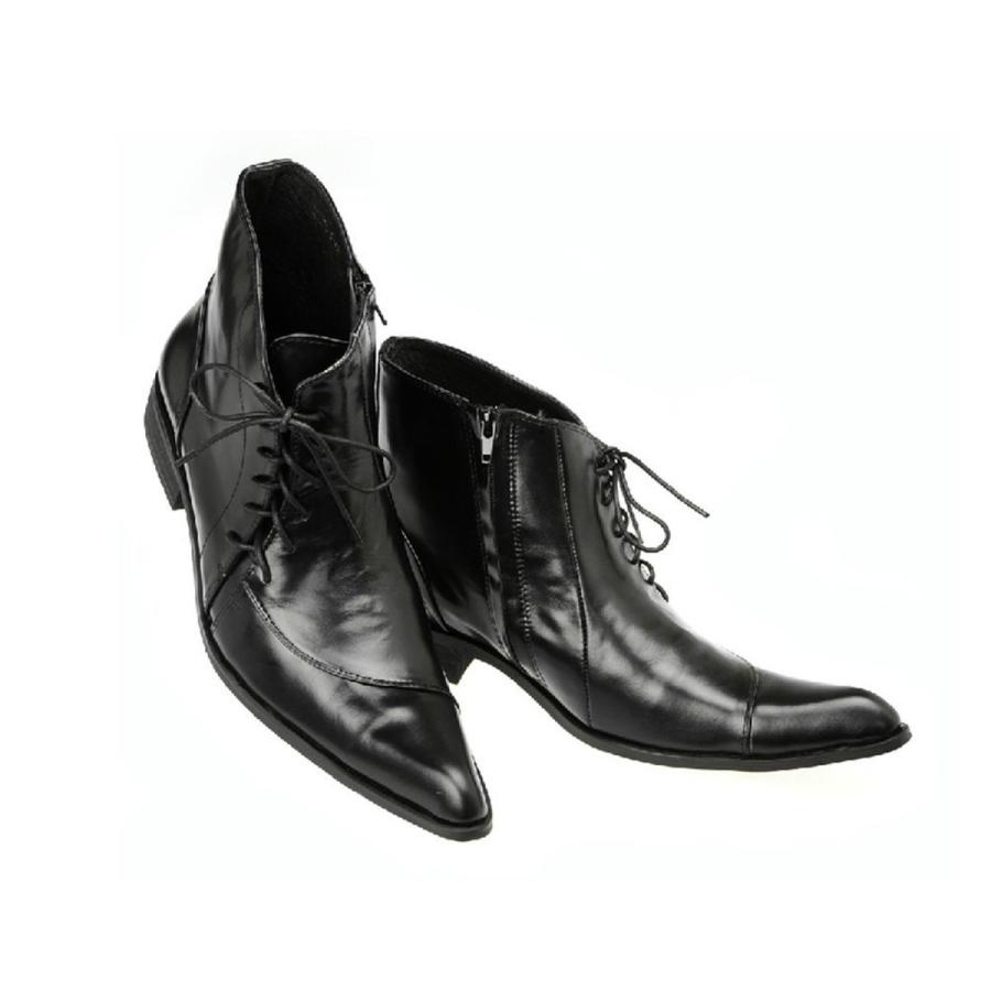 V メンズビジネスシューズ 本革 ロングノーズ ポインテッドトゥ レース