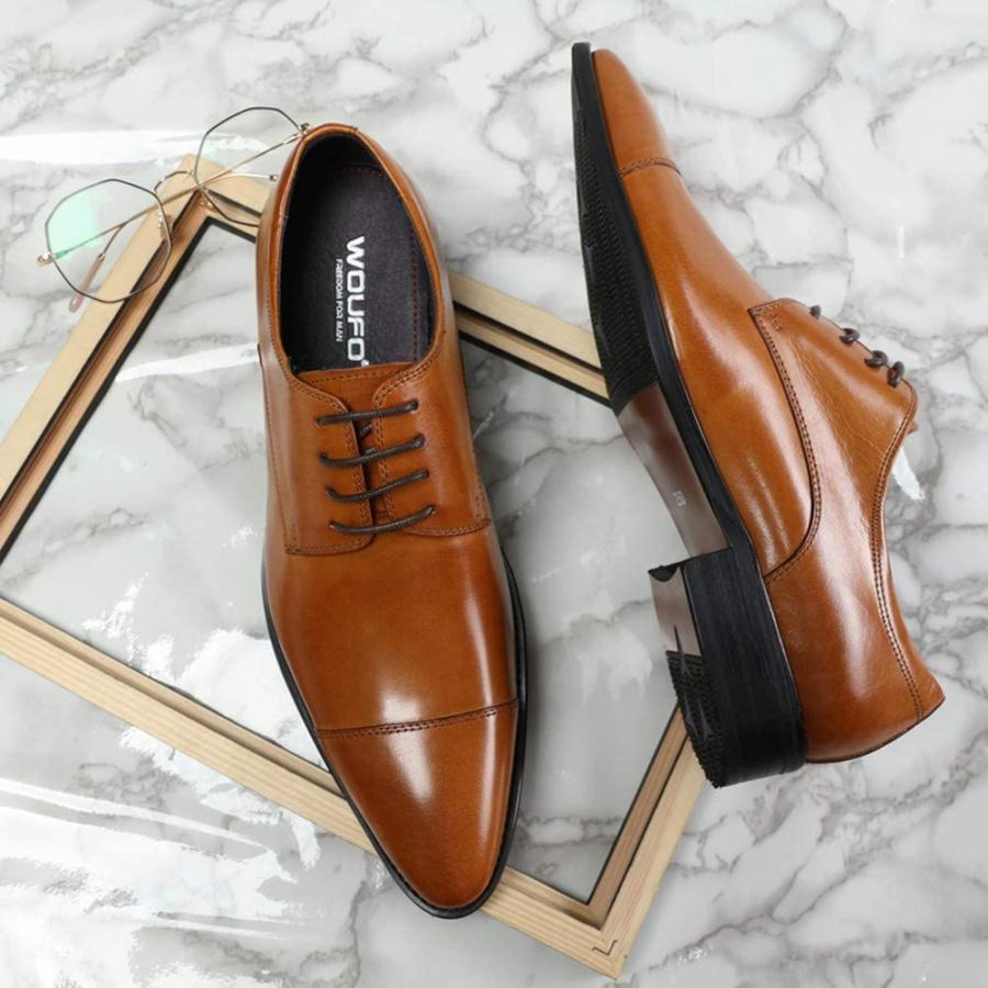 Wメンズ靴 レザー ビジネスシューズ 紐 ストレートチップ