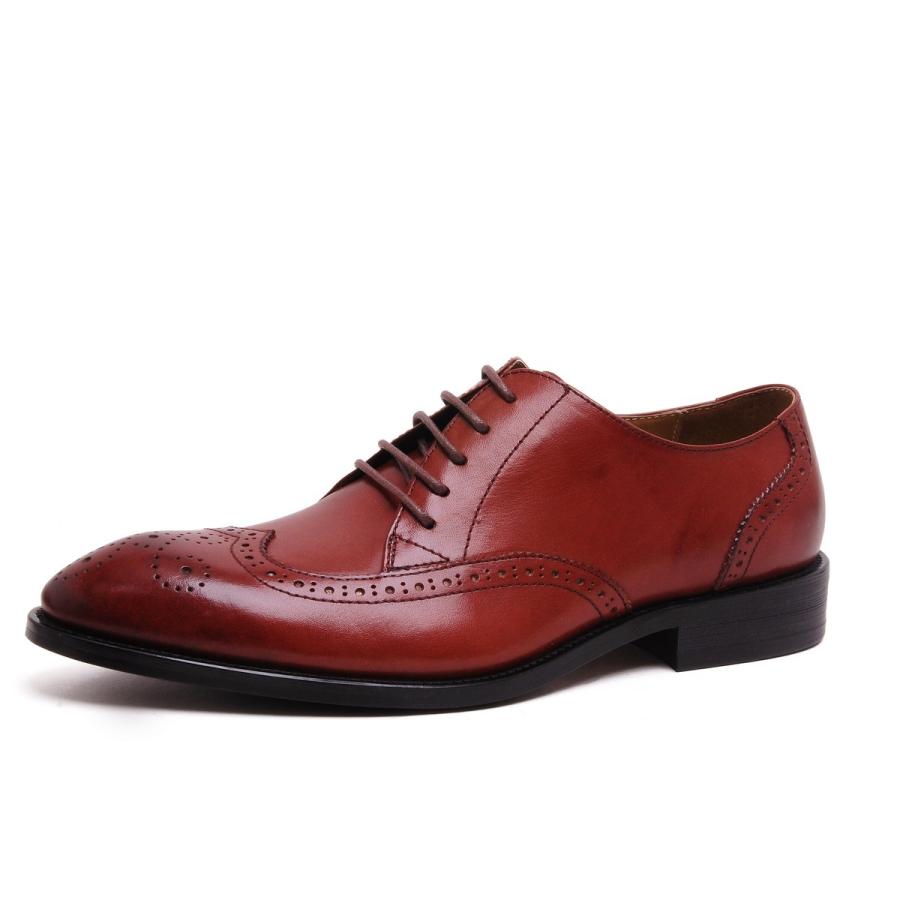 New限定品 S メンズ靴 レザーシューズ ビジネスシューズ 紐 結婚式 メダリオン 通勤靴 本革 ウィングチップ ブロッグ レースアップ 革靴 紳士靴 オフィス ワイン 5366 目玉商品 Www Skylanceronline Com
