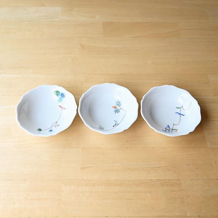 香蘭社 小鳥の詩 三つ組小鉢 有田焼 鉢 食器 セット おしゃれ ボウル