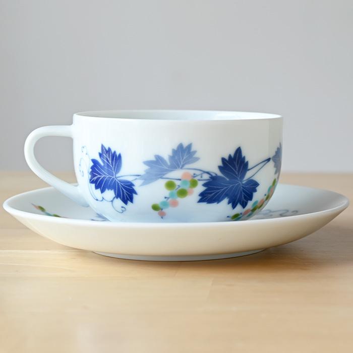 香蘭社 染ぶどう ペアティーカップ＆ソーサー コーヒーカップ ティー