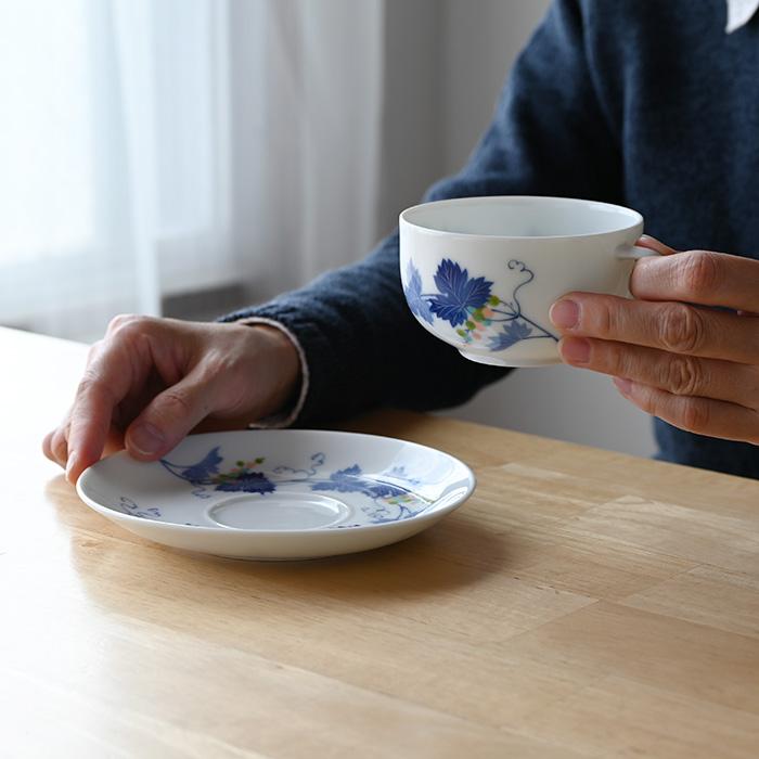 香蘭社 染ぶどう ペアティーカップ＆ソーサー コーヒーカップ ティー