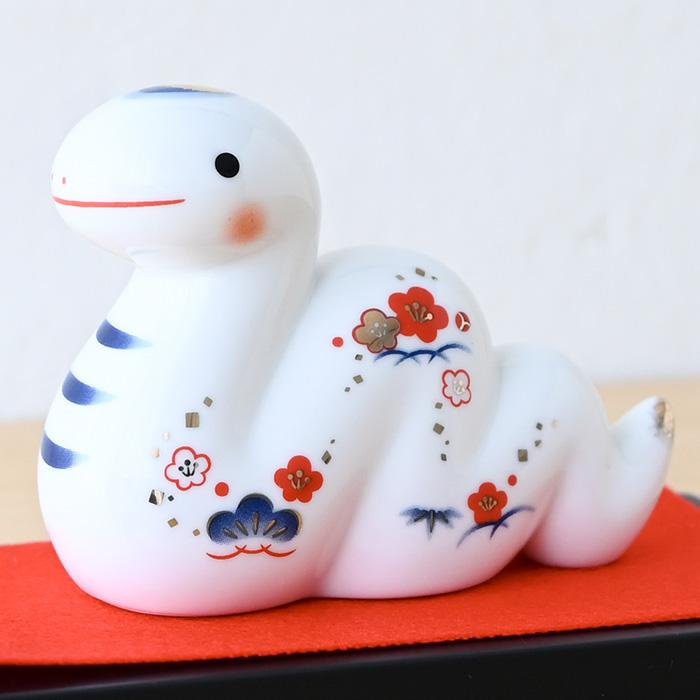 干支 置物 薬師窯 染錦招福巳 (大) 75 巳年 巳 陶器 へび ヘビ 2025年