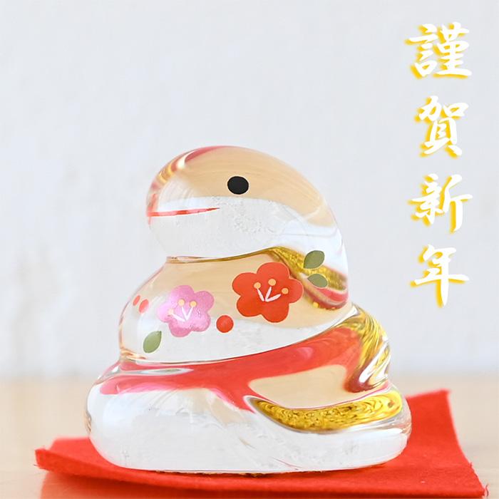 干支 置物 薬師窯 クリスタル巳 (福梅) 95 巳年 巳 陶器 へび 干支 置物 薬師窯 クリスタル巳 (福梅) 95 巳年 巳 陶器 へび