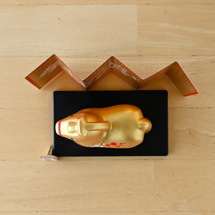 干支 置物 薬師窯 彩耀招福午 (金福・松竹梅) 32 干支の置物 馬 午年