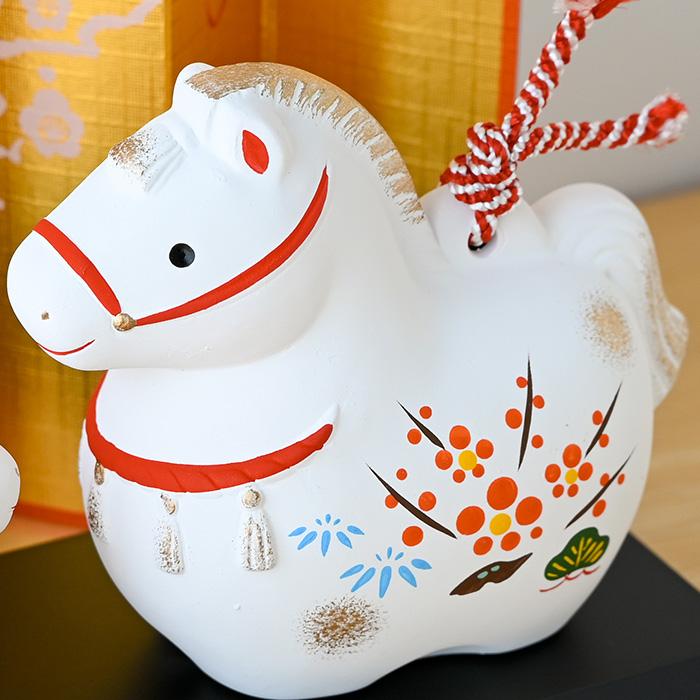 干支 置物 薬師窯 錦彩招福寿々午 (土鈴・親子) 62 干支の置物 馬 午年