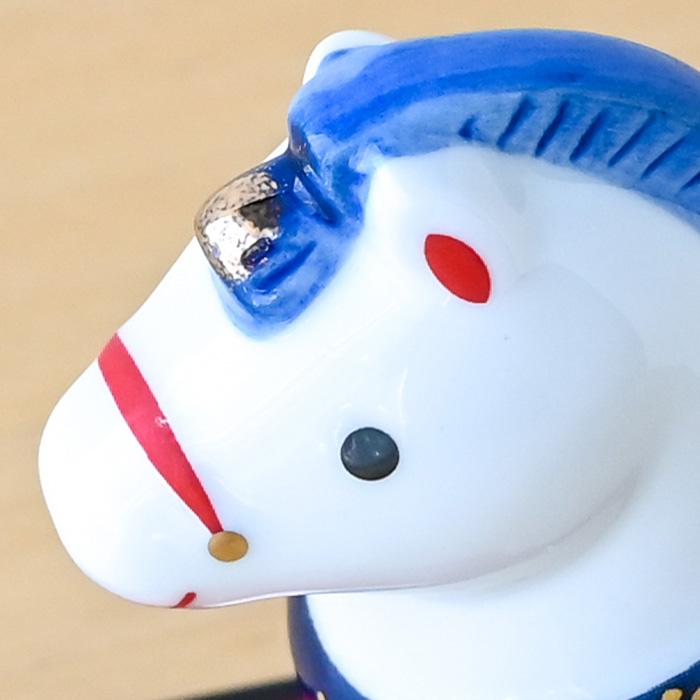 干支 置物 薬師窯 染錦招福午 (大) 75 干支の置物 馬 午年 午 陶器
