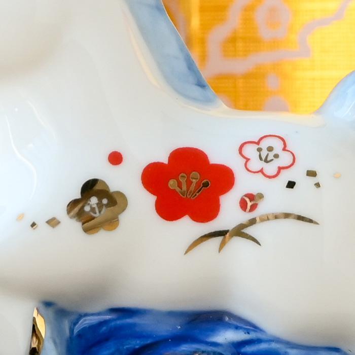 干支 置物 薬師窯 染錦招福午 (小) 88 干支の置物 馬 午年 午 陶器