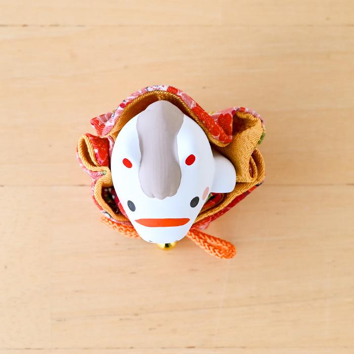 干支 置物 薬師窯 錦彩招福牛（ふく福巾着）92 干支の置物 馬 午年 午