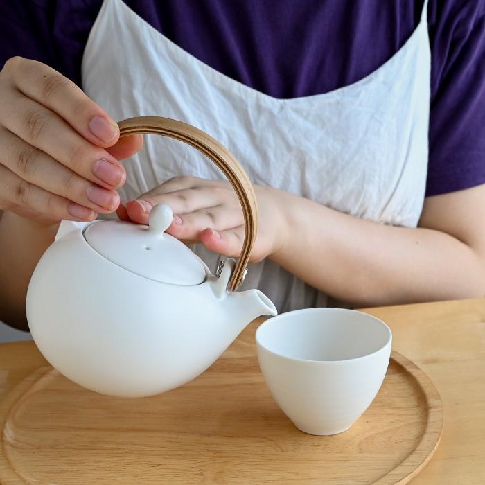 SALIU 結 土瓶急須 白 (330ml) 30581 LOLO 土瓶 つる付 茶こし付 ど