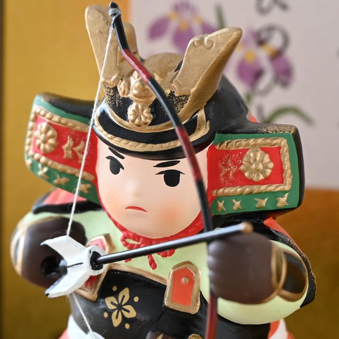 錦彩若武者（弓矢） 5743 五月人形 薬師窯 コンパクト 玄関 陶器 兜 兜