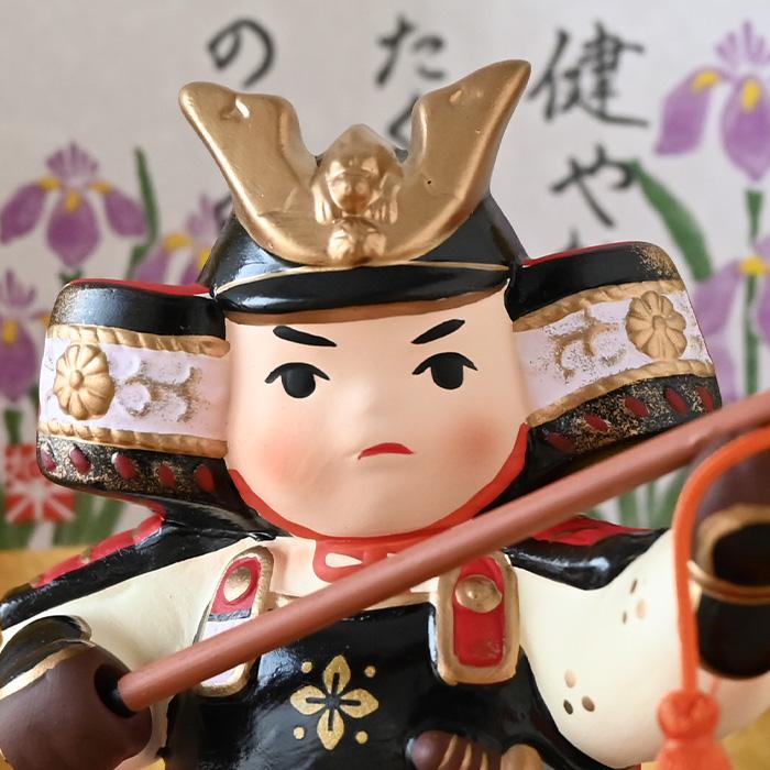 錦彩若武者（なぎなた） 5799 五月人形 薬師窯 コンパクト 玄関 陶器
