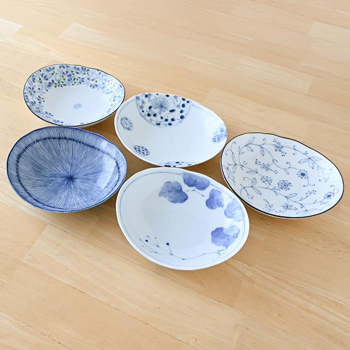 美濃焼 絵変り 軽い楕円深皿揃 小皿 セット 和食器 おしゃれ 取り皿 取
