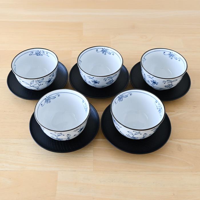 美濃焼 線唐草 茶托付湯呑揃 湯? 煎茶碗 セット 和食器 おしゃれ 仙 