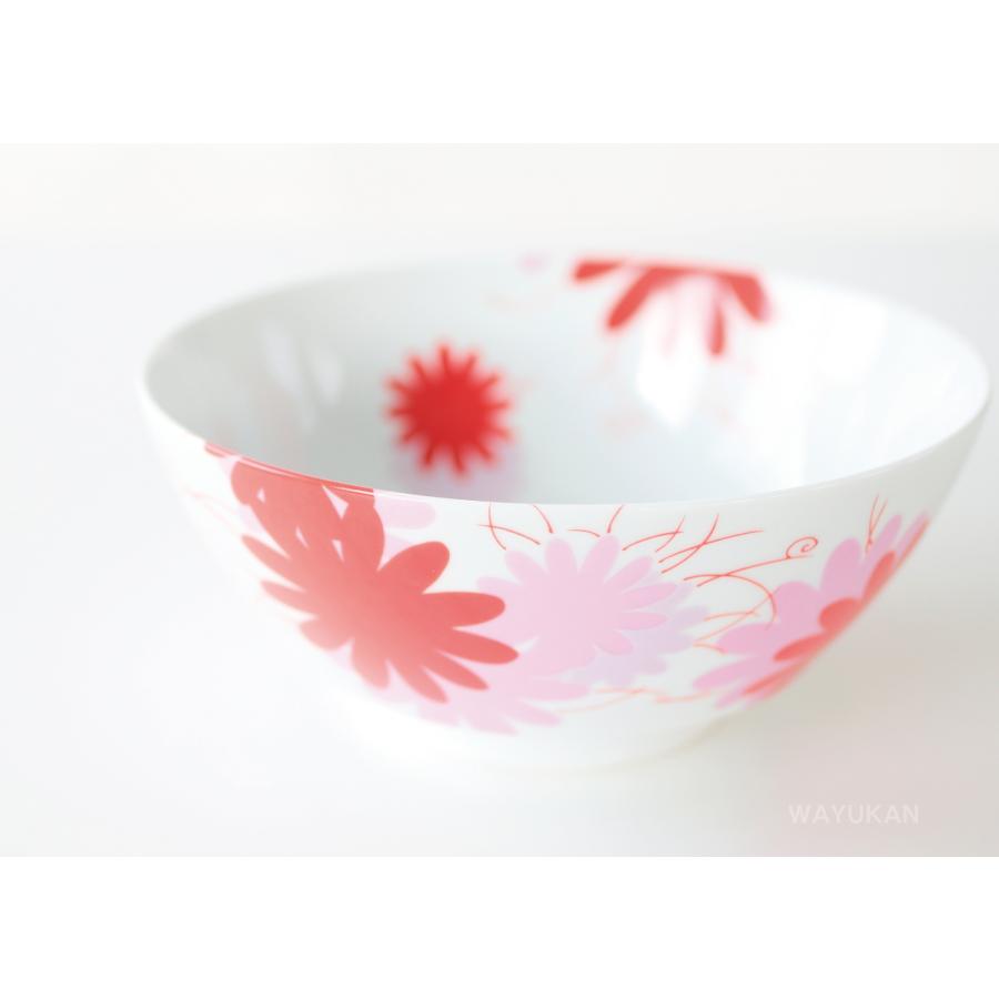 有田焼 究極のラーメン鉢 ブーケ（レッド）幸楽窯 日本製 まるぶん