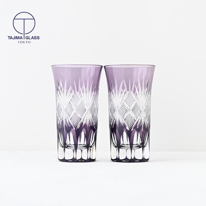 田島硝子（TAJIMA GLASS） 江戸切子 グラス 一口ビール 魚子切子 ペア