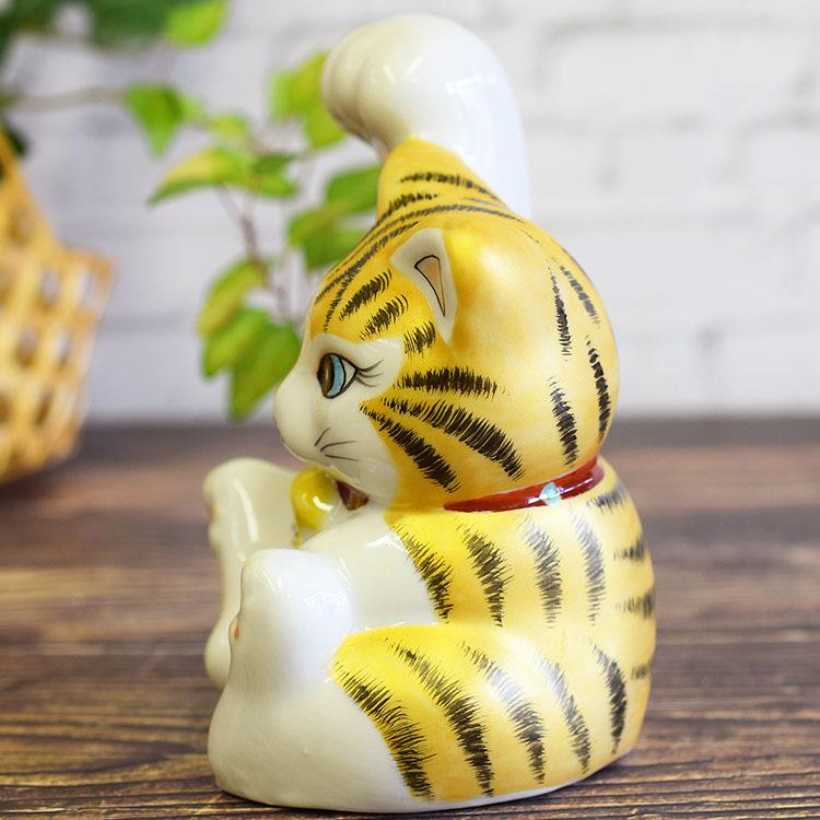 九谷焼　招き猫　黄色 九谷焼 招き猫 黄色 九谷焼 招き猫 置物 黄盛