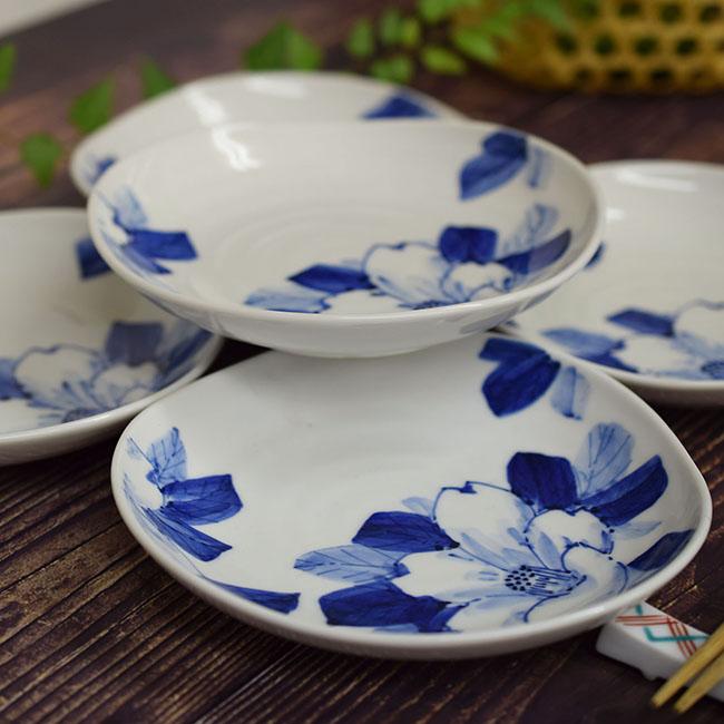 代引き手数料無料 インスタ映え おしゃれ 食器 九谷焼 中皿5枚セット 染付山茶花 K6 0125 和座倶楽部 通販 Yahoo ショッピング 独創的 Www Cristaxi Ro