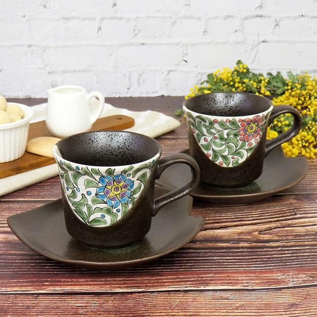 母の日 父の日 プレゼント 九谷焼 コーヒーカップ ペアセット 花文唐草 K6 0973 和座倶楽部 通販 Yahoo ショッピング