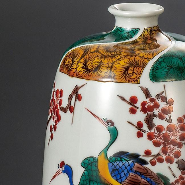 九谷焼日展作家花瓶 鳥の絵柄