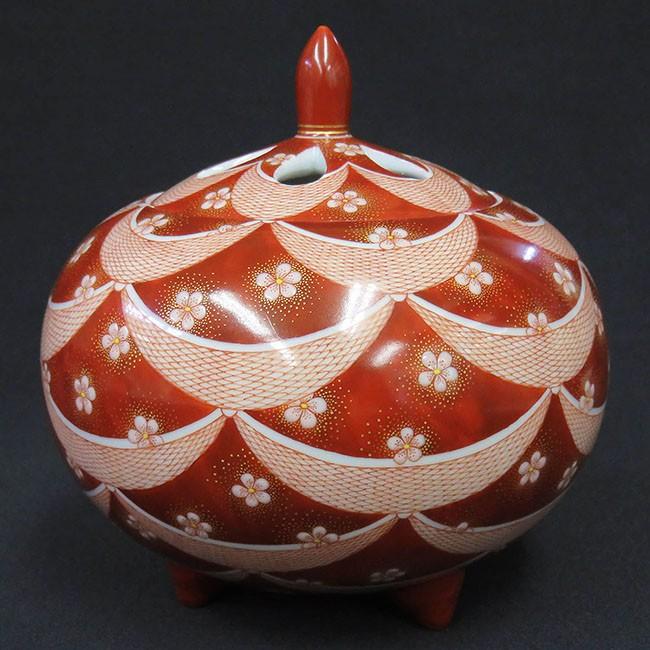 作家 林美佳里 九谷焼 4号香炉 赤絵細描梅文 : k6-2079 : 和座倶楽部  