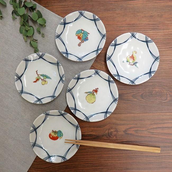 インスタ映え おしゃれ 食器 九谷焼 小皿5枚セット 果実文 Al完売しました