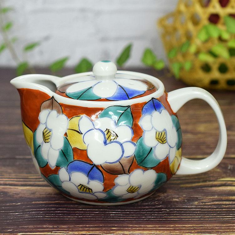 急須 おしゃれ 日本製 九谷焼 ポット 急須 朱地椿 K7 0572 和座倶楽部 通販 Yahoo ショッピング