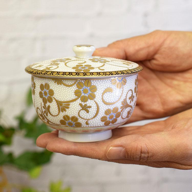 九谷焼 来客用 蓋付 湯呑み 5客セット 鉄仙紋 和食器 湯呑み茶碗 : 和