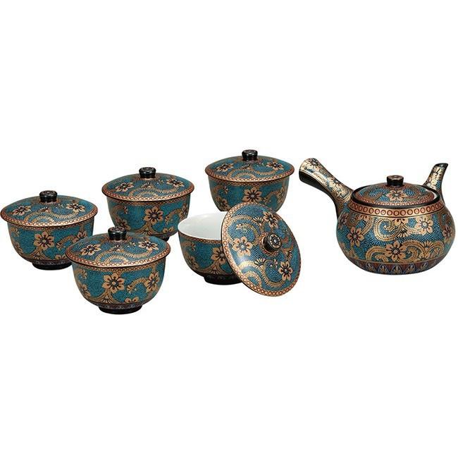 九谷焼 蓋付き 茶器 青粒 幸仙 【公式通販】