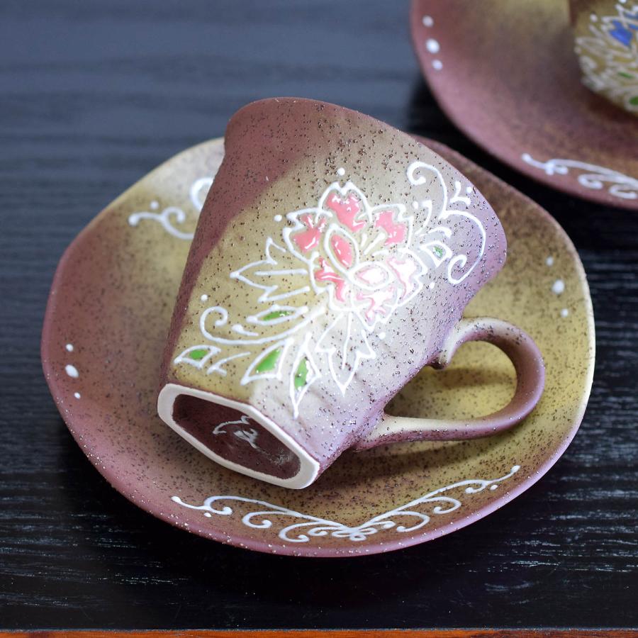 九谷焼 結婚祝い プレゼント 食器 コーヒーカップ ペアセット 花文
