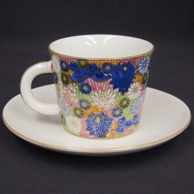 九谷焼 章山窯 金花詰め カップ＆ソーサー6客セット 九谷焼 章山窯 金彩 花詰 コーヒーカップ＆ソーサー 6客 大皿 2枚