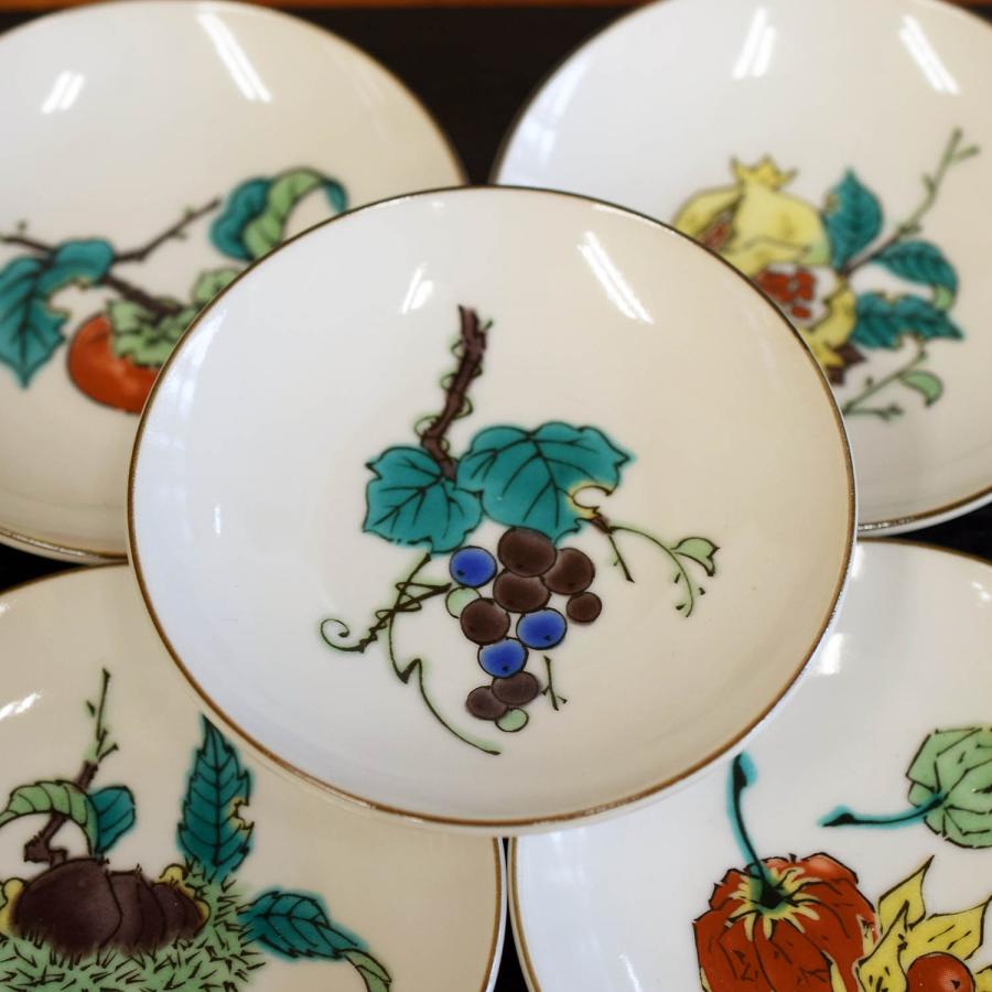 九谷焼 お皿 セット おしゃれ 食器 小皿 5枚組 果実絵変り 陶器 九谷焼 お皿 セット おしゃれ 食器 小皿 5枚組 果実絵変り 陶器