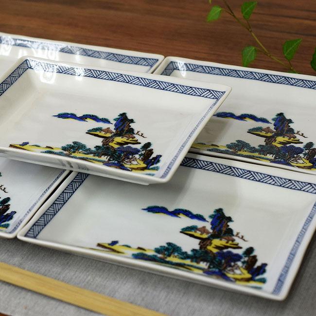 お皿 セット おしゃれ 食器 九谷焼 焼き物皿 5枚組 山水 陶器 和食器 取り皿 日本製｜waza｜03
